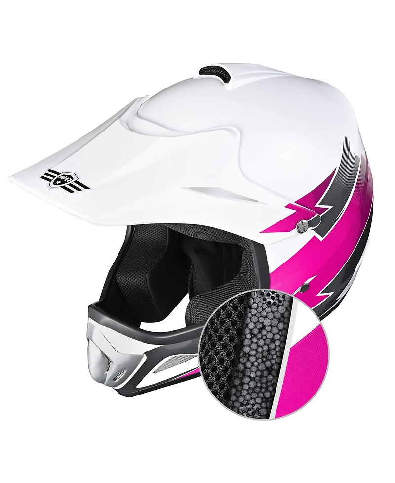 Ahr H-VEN12 Youth Dot Motocross Helmet and Goggles Set Clear Lens Atv Mx Off-road Kids Pink S
