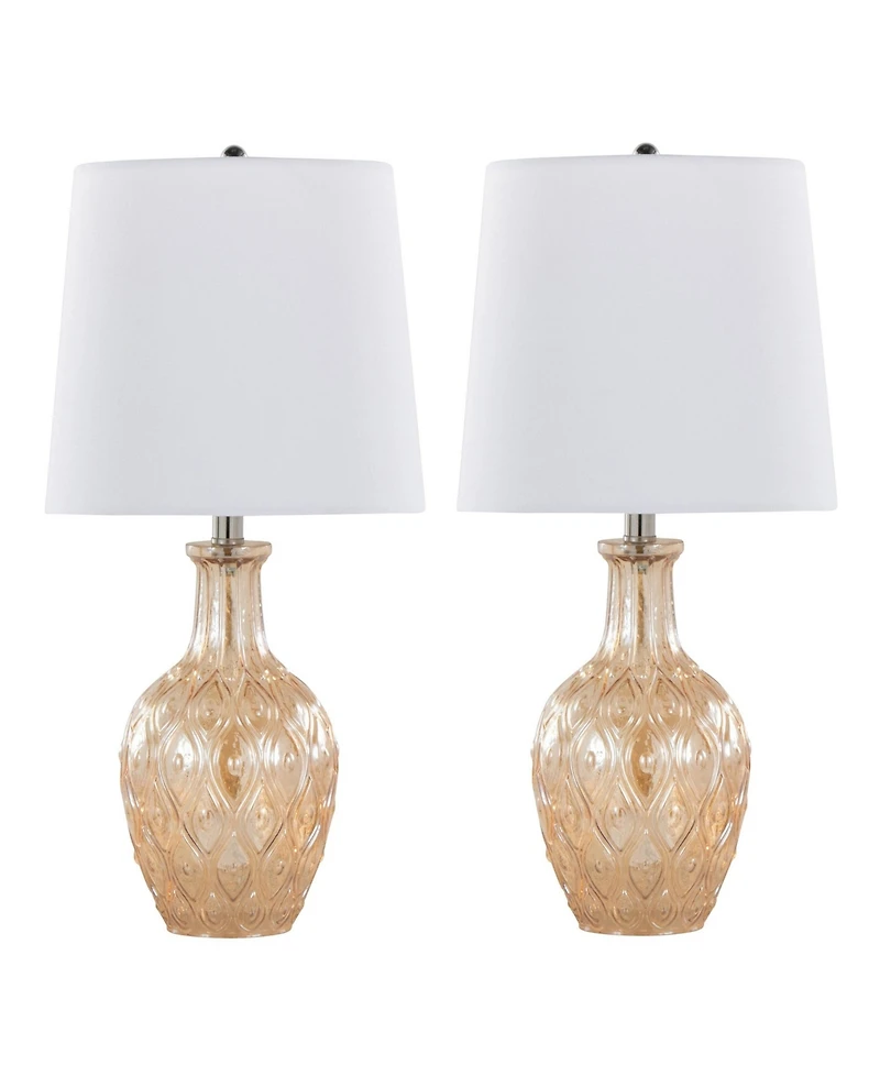 Lumisource Gloria Round 20" Contemporary Glass Accent - Set of 2 Lamp