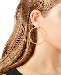Guess Gold-Tone Large Diamond-Cut Textured Hoop Earrings, 2.12"