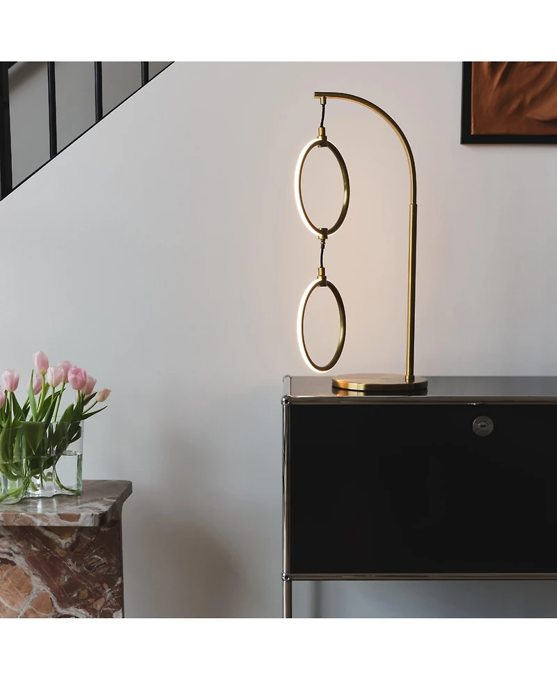 Nova Modern Hoops Dimmable Led Gold Table Lamp (24" )