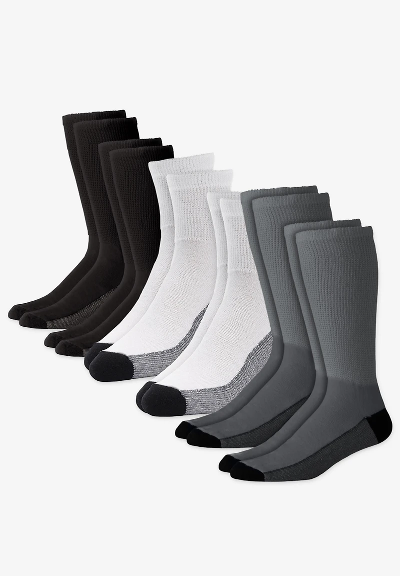 KingSize Men's Full Length Cushioned Crew Socks 3-Pack