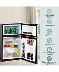 Sugift 3.2 cu ft Compact Stainless Steel Refrigerator