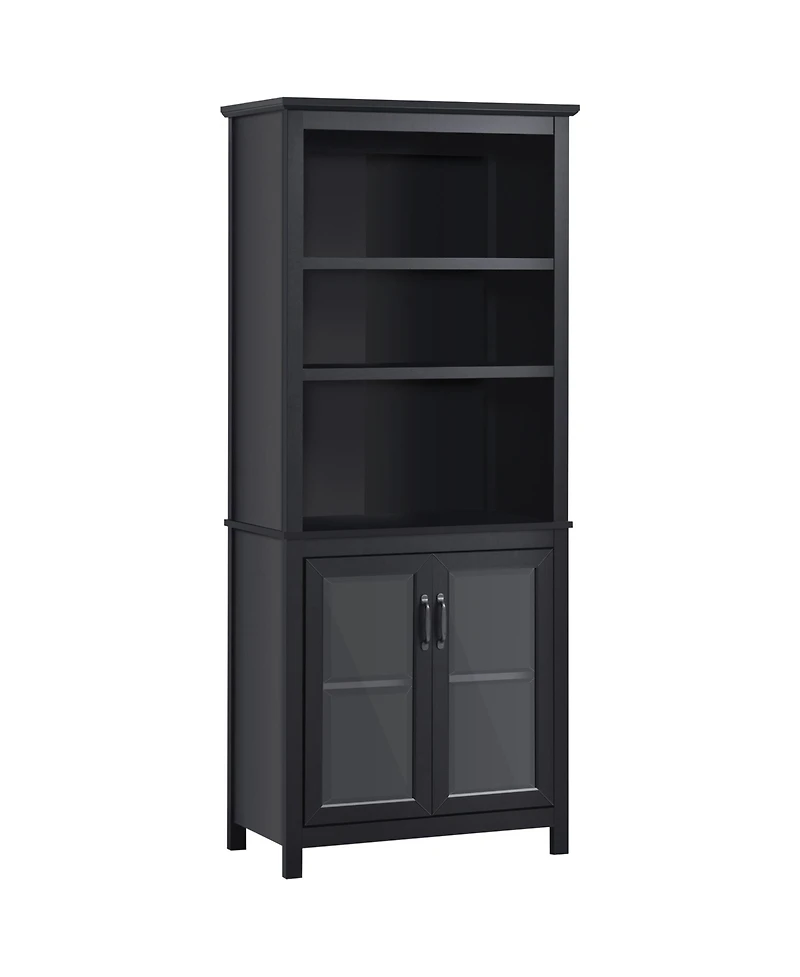 Homcom 71" Freesding Bookshelf Storage Cabinet Hutch w/ Glass Doors