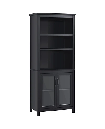Homcom 71" Freesding Bookshelf Storage Cabinet Hutch w/ Glass Doors