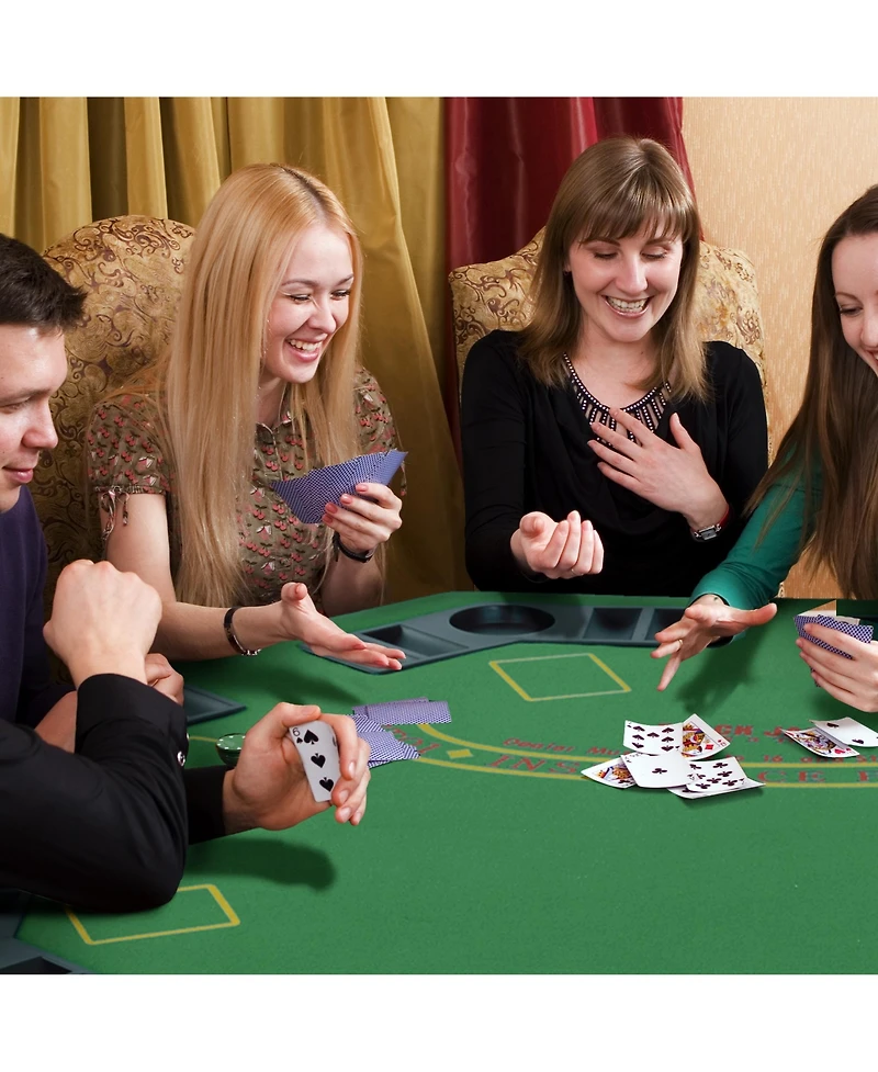 Soozier 47" Foldable Poker Table 8 Player jack Game Table,
