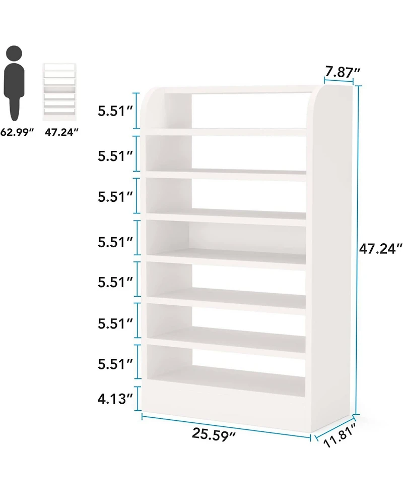 Tribesigns Shoe Rack for Entryway, 8-Tier Tall Shoe Shelf Shoes Storage Organizer, Wooden Shoe Storage Cabinet Shoe Stand, 2 Pcs, White