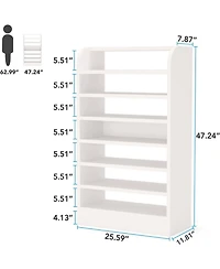 Tribesigns Shoe Rack for Entryway, 8-Tier Tall Shoe Shelf Shoes Storage Organizer, Wooden Shoe Storage Cabinet Shoe Stand, 2 Pcs, White