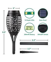 Pack Waterproof Flame Solar Torch Light