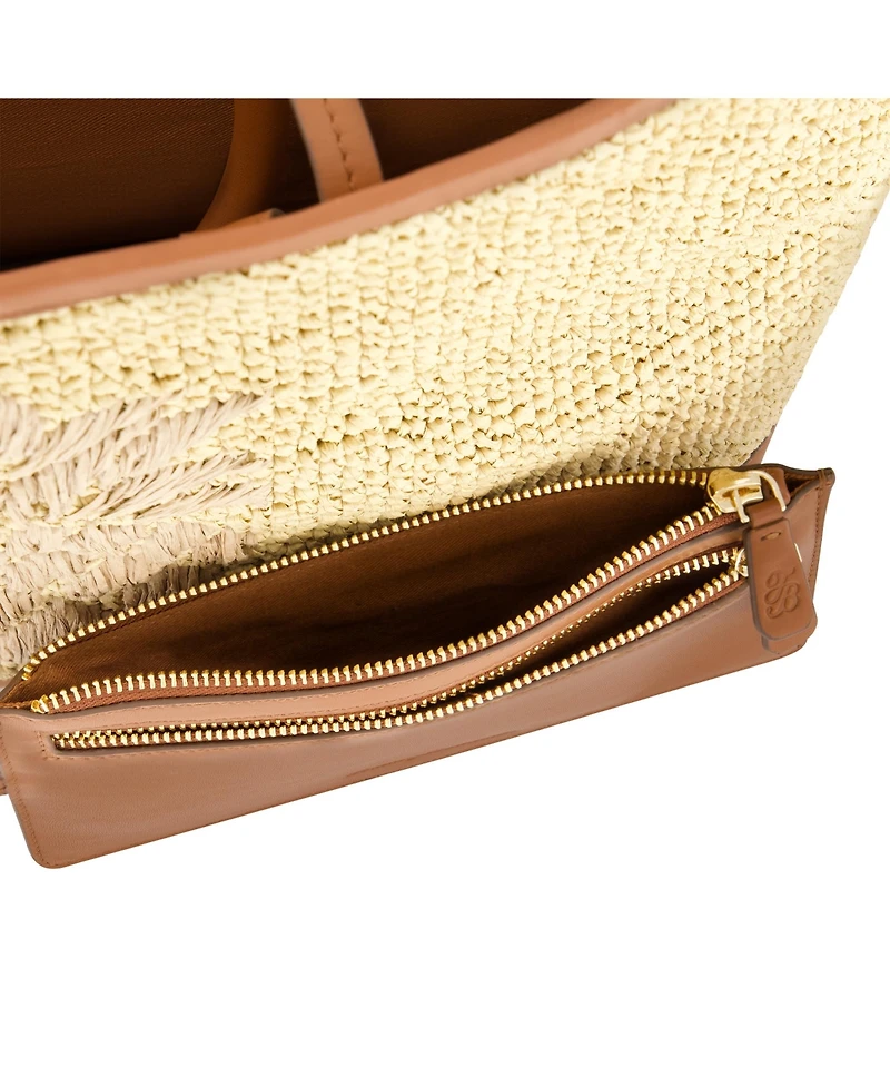 Tommy Bahama Leather Trim Raffia Tote with pouch