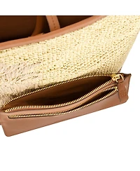 Tommy Bahama Leather Trim Raffia Tote with pouch