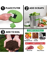 iTouchless Stainless Steel Compost Bin 1.6 Gallon Includes AbsorbX Odor Filter System, Pest-Proof, Titanium Rust-Free Space-efficient Slim Oval Shape