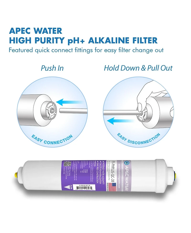 Apec Water Systems Apec High Purity pH+ Calcium Carbonate Re-mineralization Inline Filters 10" with 3/8" Quick Connect