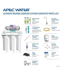 Apec Water Systems Essence Alkaline Mineral pH+ and Uv Ultra-Violet Sterilizer 75 Gpd 7-Stage Reverse Osmosis Water Systems for Drinking Water