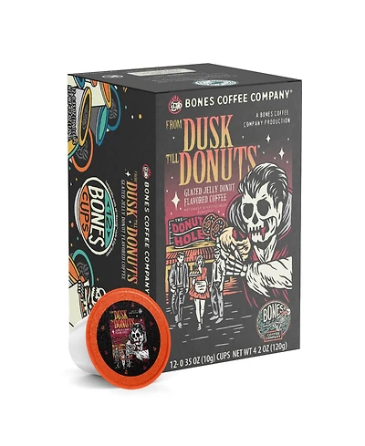 Bones Coffee Company Flavored Coffee Bones Cups From Dusk Till Donuts Flavored Pods | 12ct Single-Serve Coffee Pods Compatible with Keurig 1.0 & 2.0 K