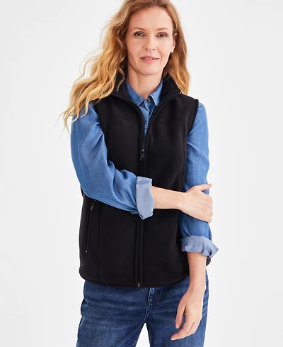 Style & Co Women's Zip-Front Polar Fleece Vest, Created for Macy's