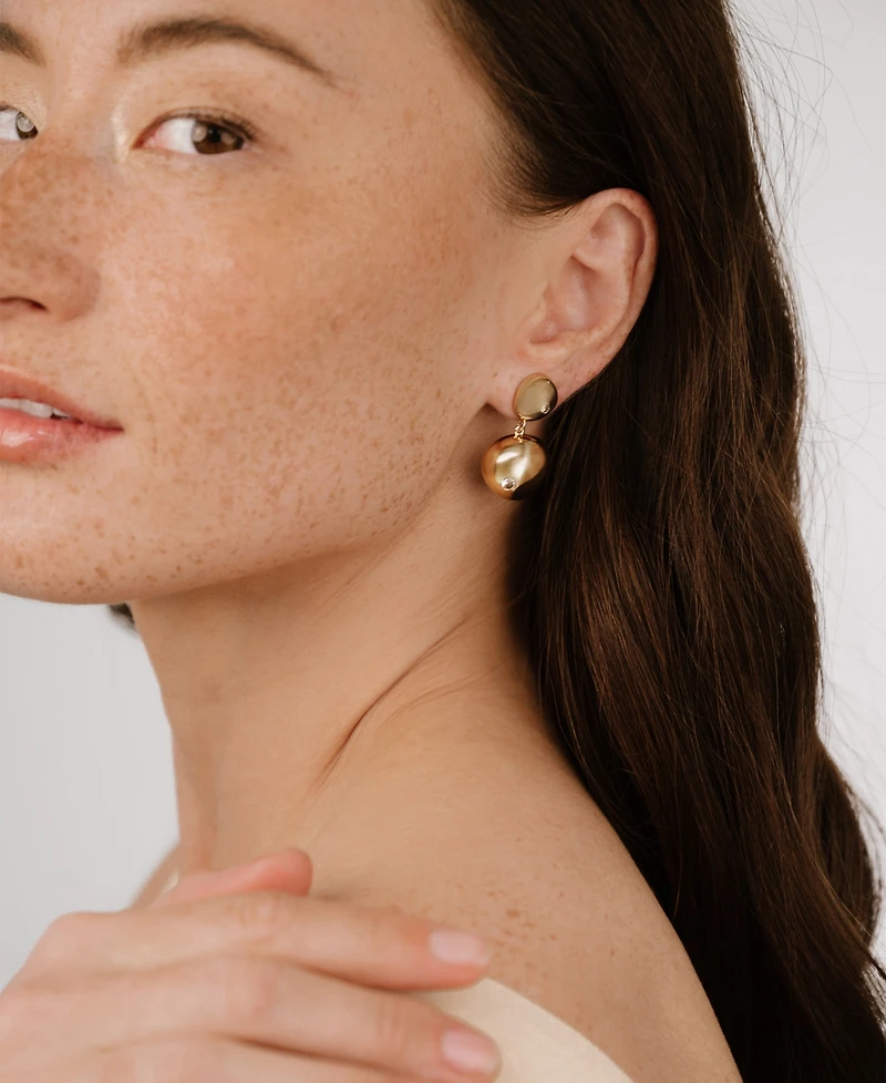 Ettika Polished Double Pebble Drop Earrings