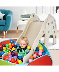 3-in-1 Toddler Slide with Buffer Zone Basketball Hoop & Ball Elephant Design