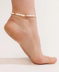Ettika Freshwater Pearl Polished Pebble Beaded Anklet
