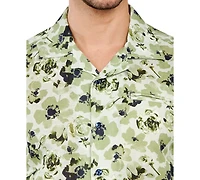 Brooklyn Brigade Men's Arlington Slim-Fit Stretch Rose-Print Button-Down Camp Shirt