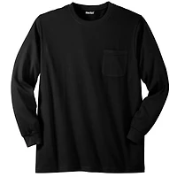 KingSize Big & Tall Shrink-Less Lightweight Long-Sleeve Crewneck Pocket T-Shirt