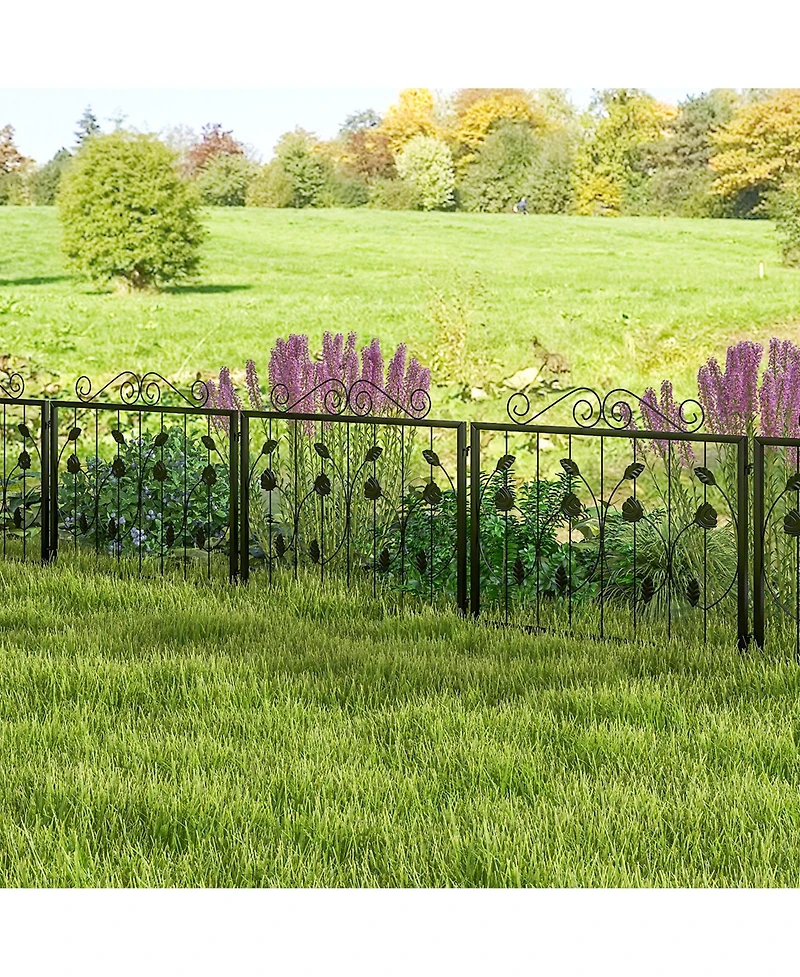 Decorative Garden Fence with 8 Panels Outdoor Animal Barrier Landscape Border