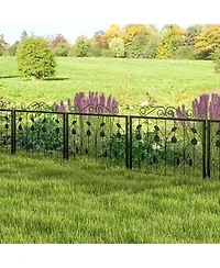 Decorative Garden Fence with 8 Panels Outdoor Animal Barrier Landscape Border