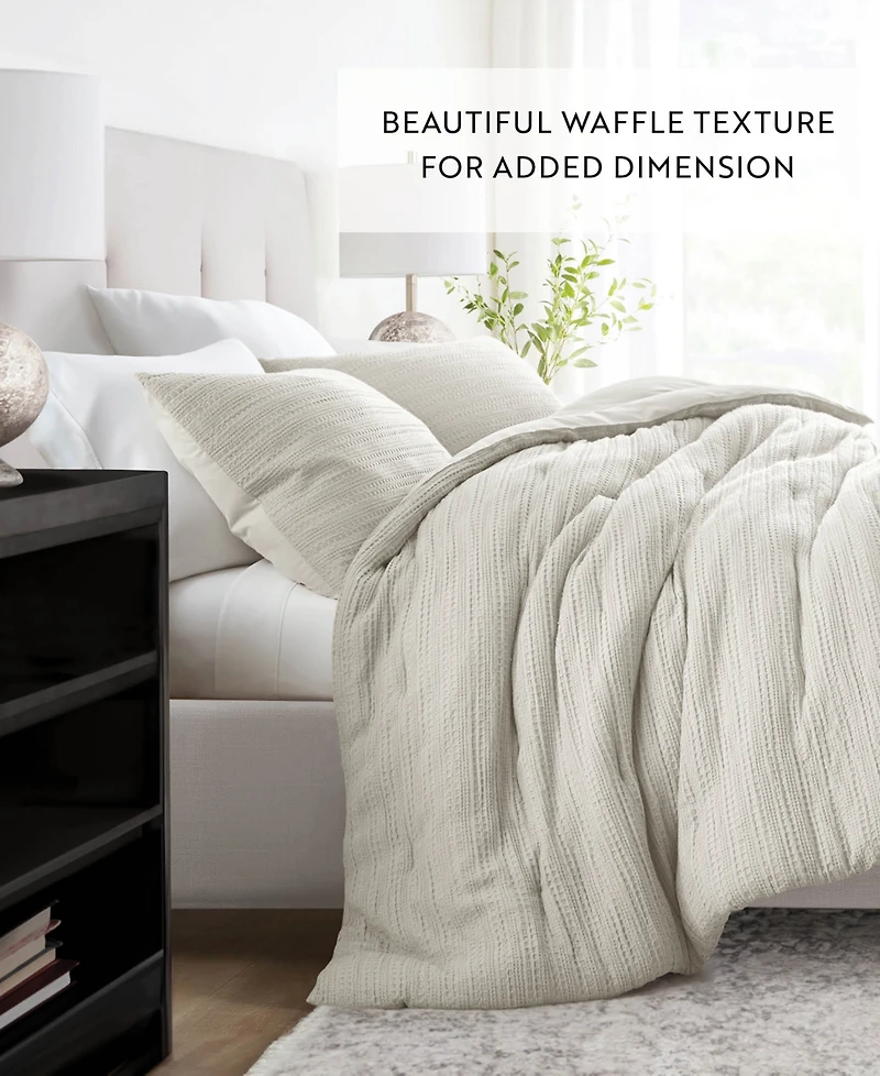 ienjoy Home Waffle Textured 3-Piece Comforter Set