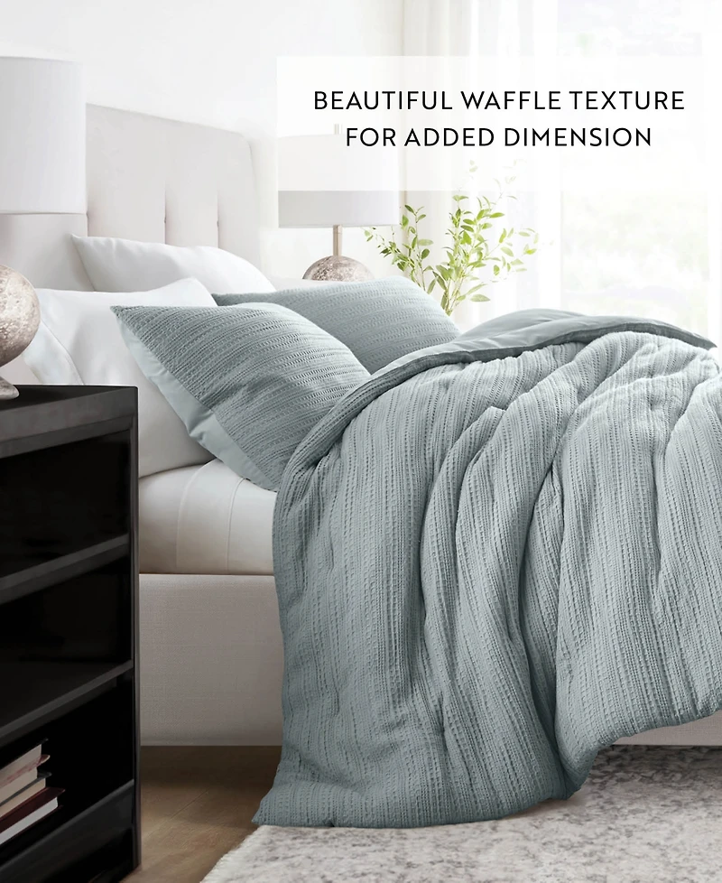 ienjoy Home Waffle Textured 3-Piece Comforter Set, King/California King