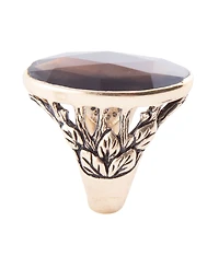 Barse Enchanted Smoky Quartz Golden Bronze Oval Ring