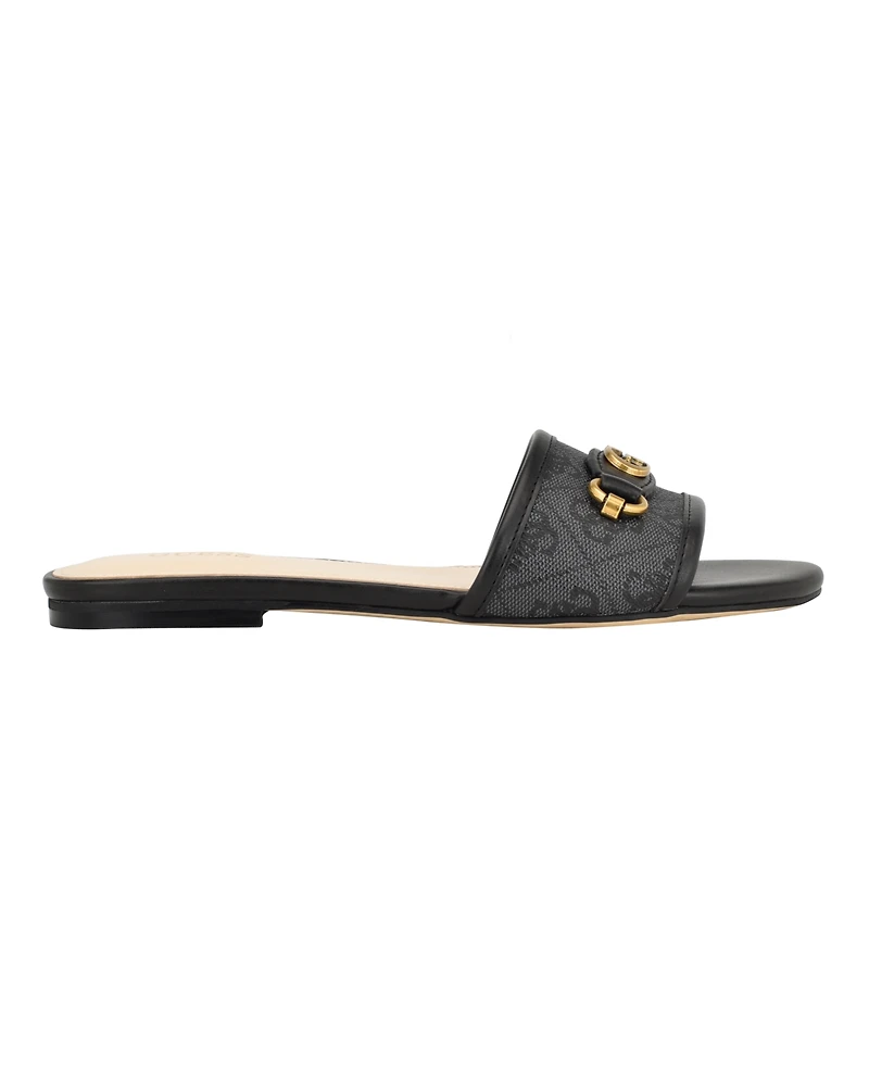 Guess Women's Hammi One Band with Logo and Hardware Flat Sandals