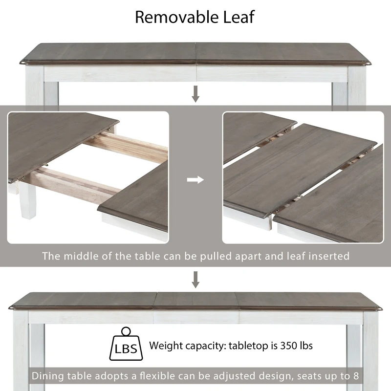 Simplie Fun Retro Style 7-Piece Dining Table Set With Extendable Table And 6 Upholstered Chairs