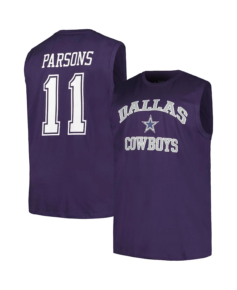 Fanatics Men's Micah Parsons Navy Dallas Cowboys Big Tall Muscle Tank Top