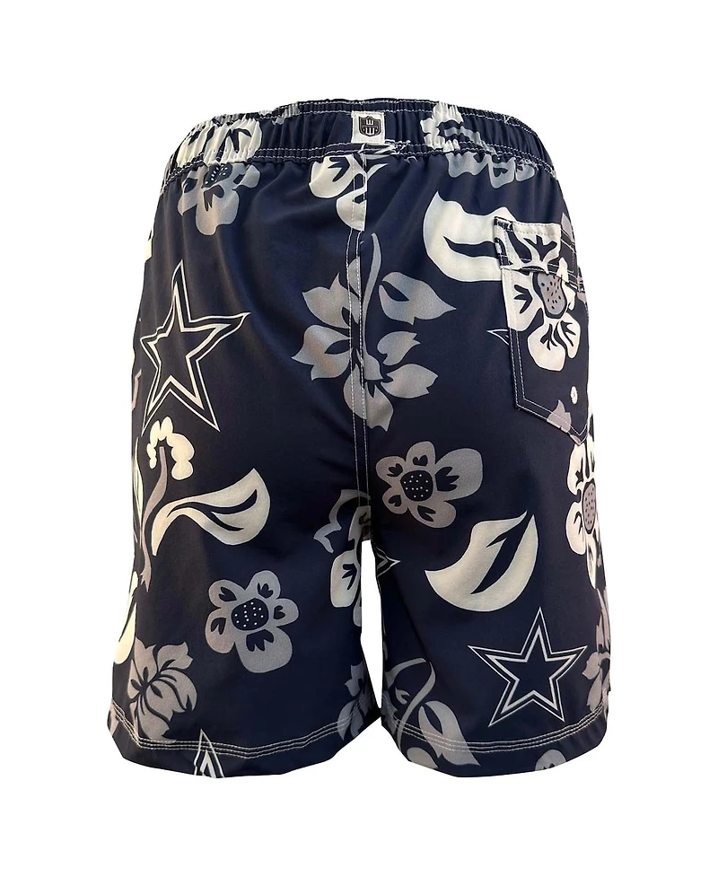 Wes & Willy Big Boys and Girls Navy Dallas Cowboys Floral Volley Swim Trunks