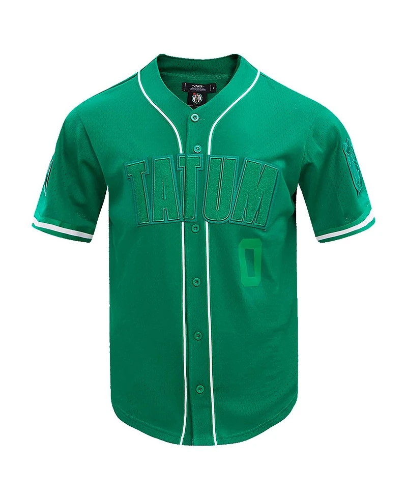 Pro Standard Men's Jayson Tatum Kelly Green Boston Celtics Triple Tonal Mesh Button-Up Top