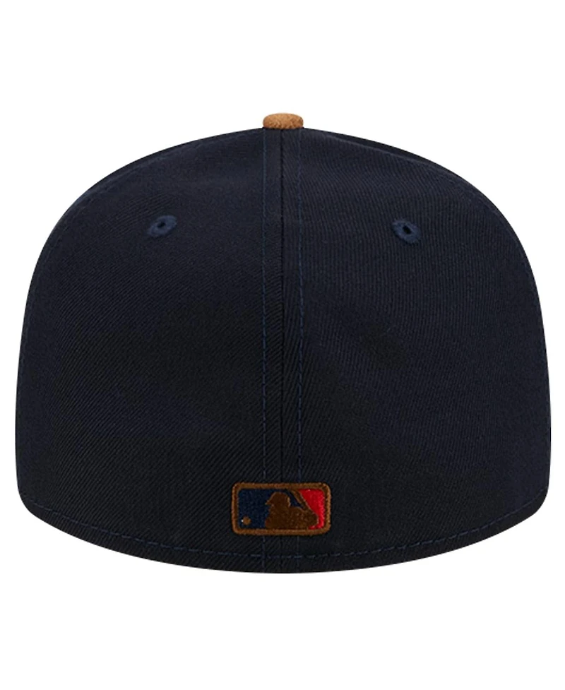 New Era Men's Navy Atlanta Braves Team Suede Visor Low Profile 59FIFTY Fitted Hat