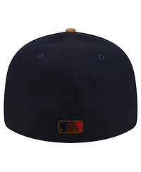 New Era Men's Navy Atlanta Braves Team Suede Visor Low Profile 59FIFTY Fitted Hat