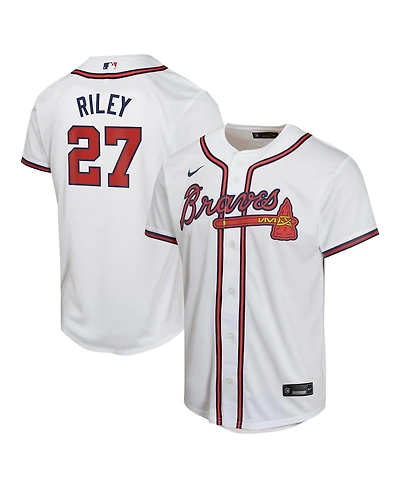 Nike Big Boys and Girls Austin Riley White Atlanta Braves Home Game Player Jersey
