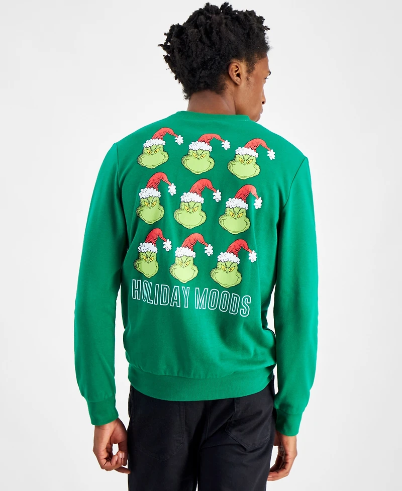 Hybrid Men's Grinch Holiday Regular-Fit Printed Fleece Sweatshirt