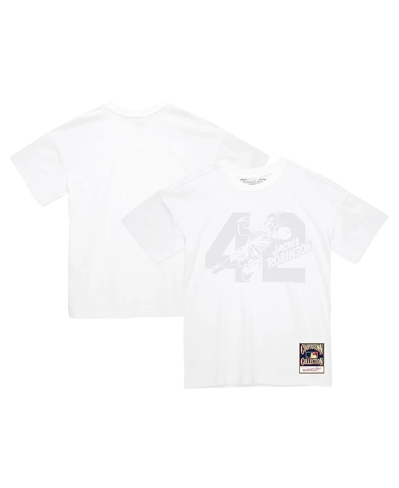 Mitchell & Ness Men's Jackie Robinson White Brooklyn Dodgers Cooperstown Collection Sliding 42 T-Shirt