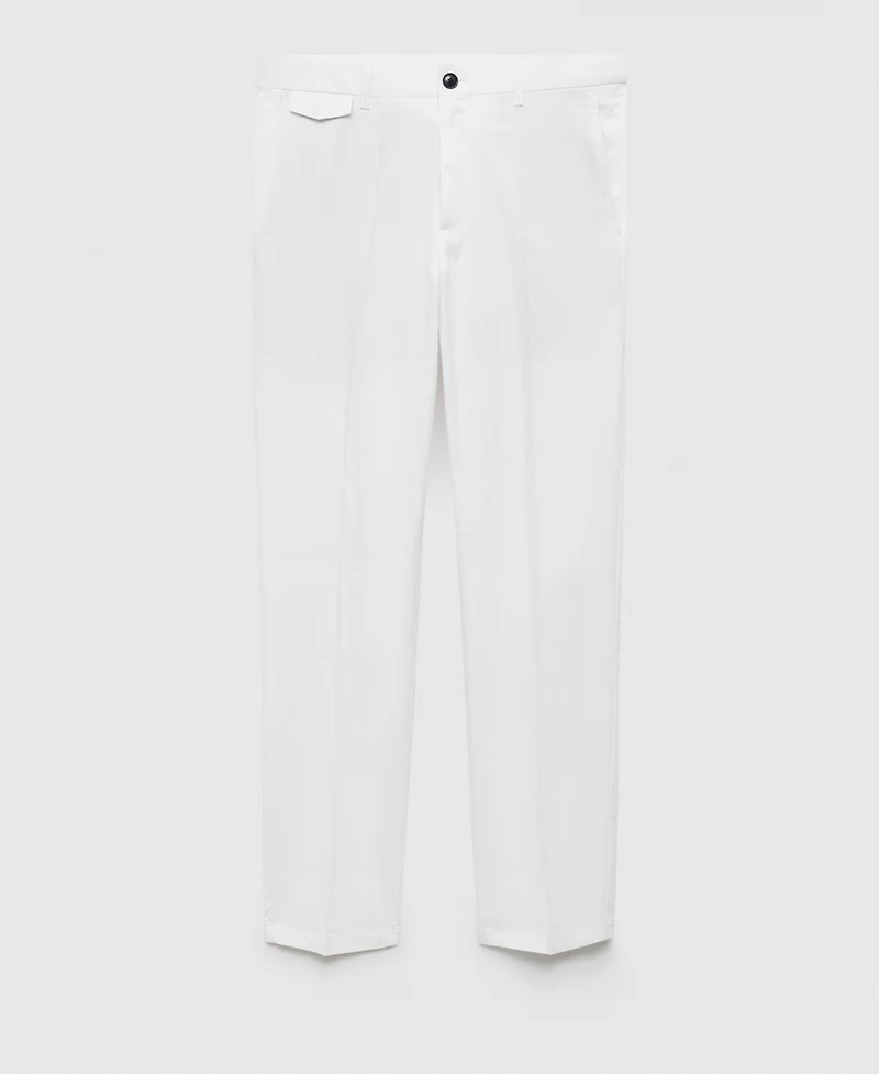 Mango Men's Regular Fit Structure Cotton Trousers