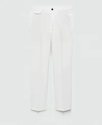 Mango Men's Regular Fit Structure Cotton Trousers