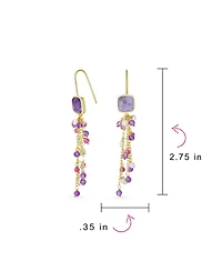 Bling Jewelry Waterfall Tassel Natural Stones Mixed Cluster Bead Accent Dangle Earrings Gold Plated Fish Hook