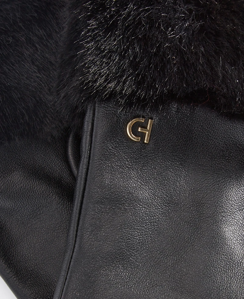 Cole Haan Women's Faux-Fur-Cuff Leather Gloves