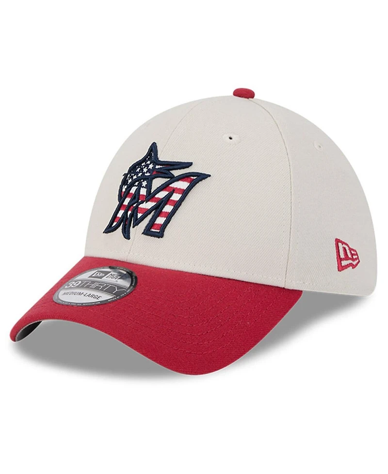 New Era Men's Red Miami Marlins 2024 Fourth of July 39THIRTY Flex Hat