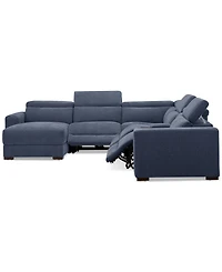 Nevio 6-Pc. Fabric Power Headrest Sectional with Chaise & Console and 3 Motion Chairs