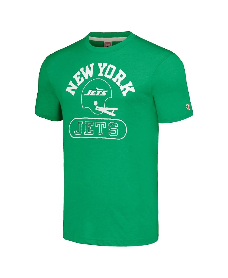 Homage Men's and Women's Green New York Jets Helmet Tri-Blend T-Shirt