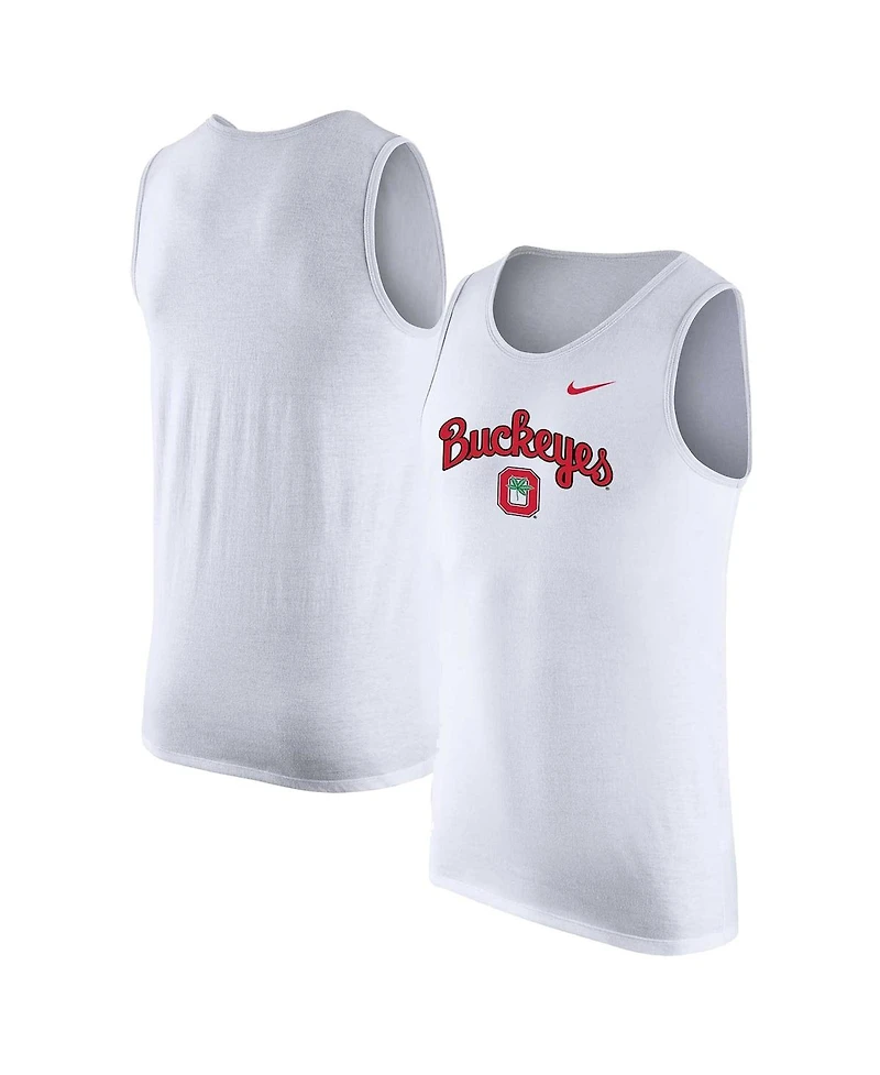 Nike Men's White Ohio State Buckeyes Vintage-like Logo Performance Tank Top