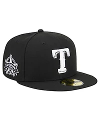 New Era Men's Black Texas Rangers Logo 59FIFTY Fitted Hat