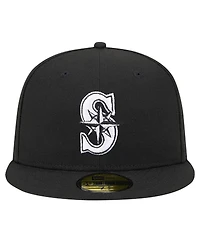 New Era Men's Black Seattle Mariners Logo 59FIFTY Fitted Hat
