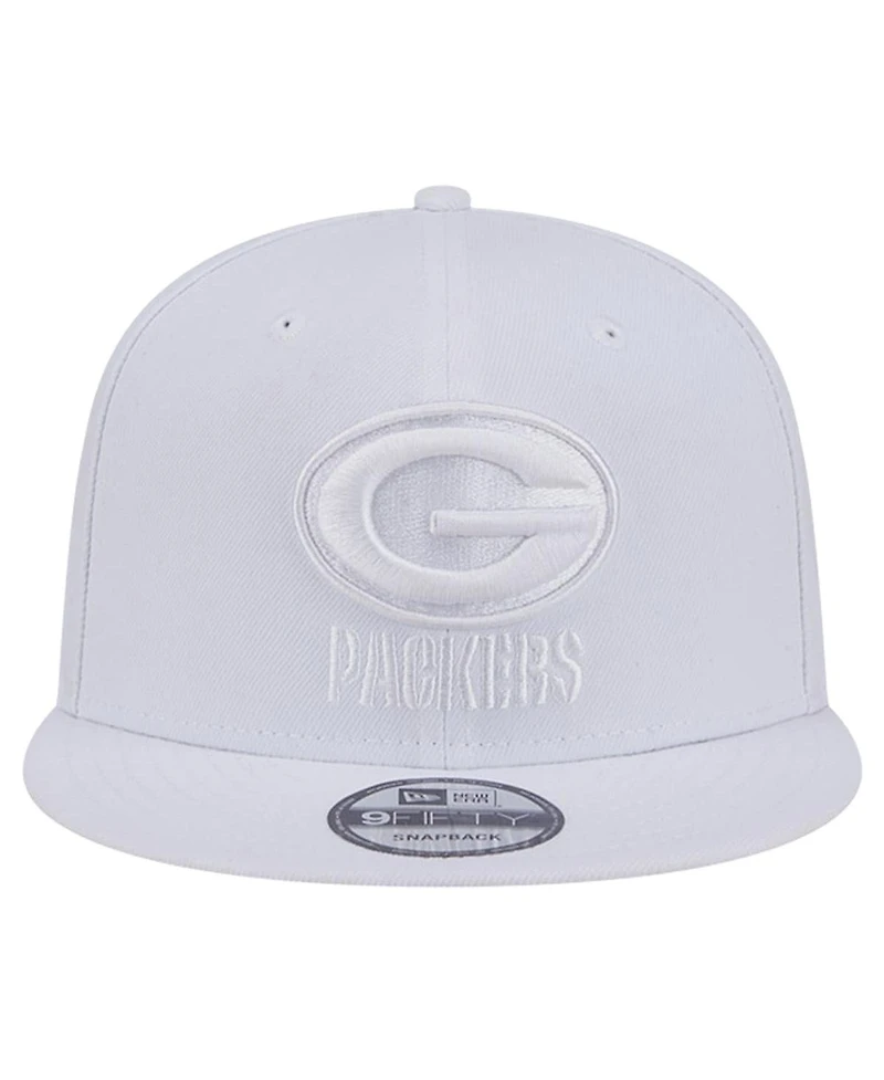 New Era Men's Green Bay Packers Main White on White 9FIFTY Snapback Hat